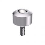 Solid ball caster MINI without collar, with threaded pin & aluminum cover with conical head